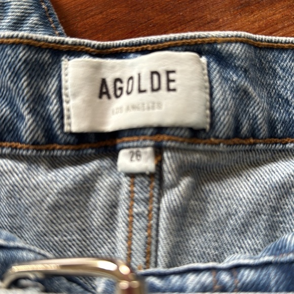 AGOLDE paper bag belted denim jean skirt. Size 26 - Picture 6 of 10